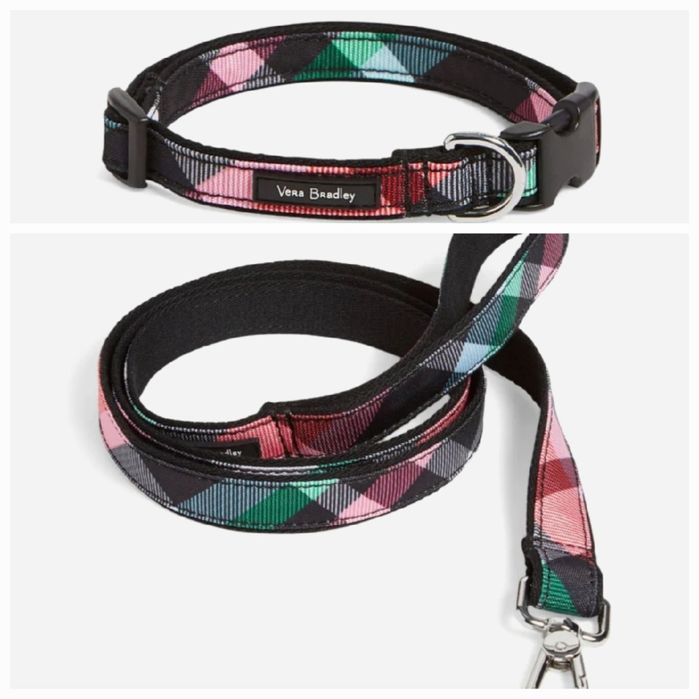 Vera Bradley Medium or Large Ribbons Plaid Pet Collar & Leash